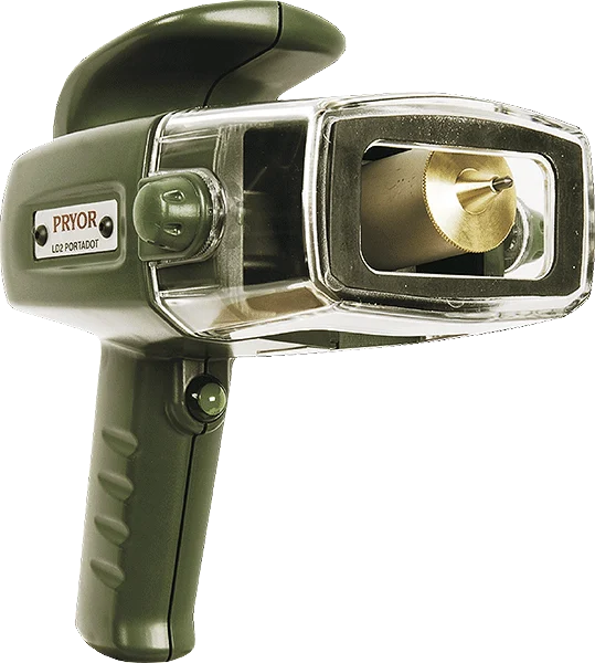 Pryor LD2 Portadot handheld dot peen marking machine in dark green