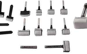 Various sizes and shapes of T-shaped foam applicators and handles