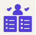 Icon of a person with checkmarks and two lists